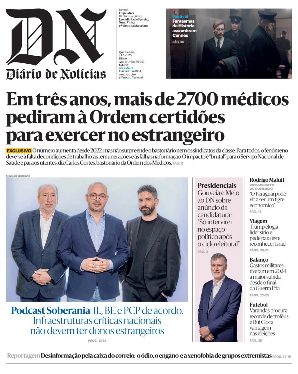 Prima-pagina-Diario de Noticias-edizione-di-oggi-20250515